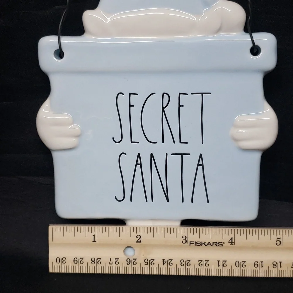 Rae Dunn NWOT Ceramic Powder Blue and White Secret Santa Plaque